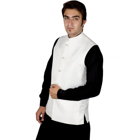 Grey Jamawar Waistcoat for Men