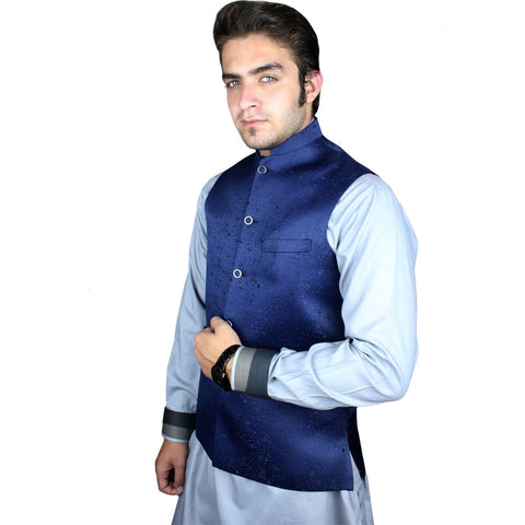 Grey Jamawar Waistcoat for Men