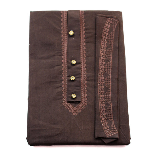 650-D-1 Unstitched Cotton Embroidered Suit