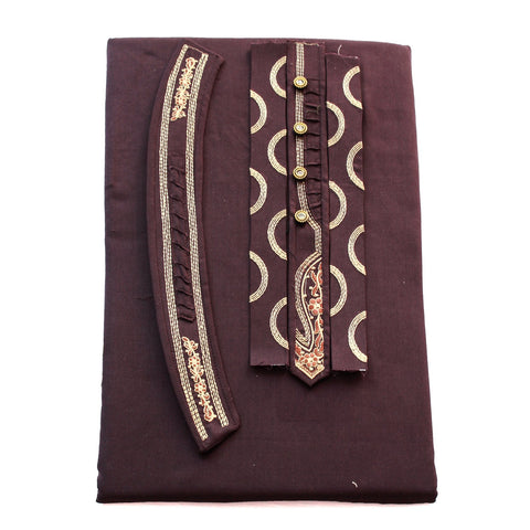 650-E-2 Unstitched Cotton Embroidered Suit